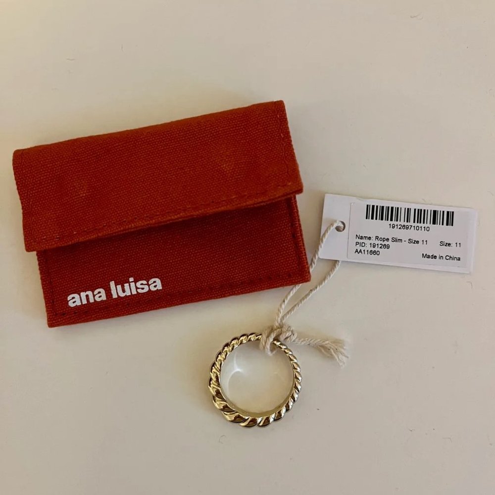 Ana Luisa  Gold Twist Ring - Rope Slim